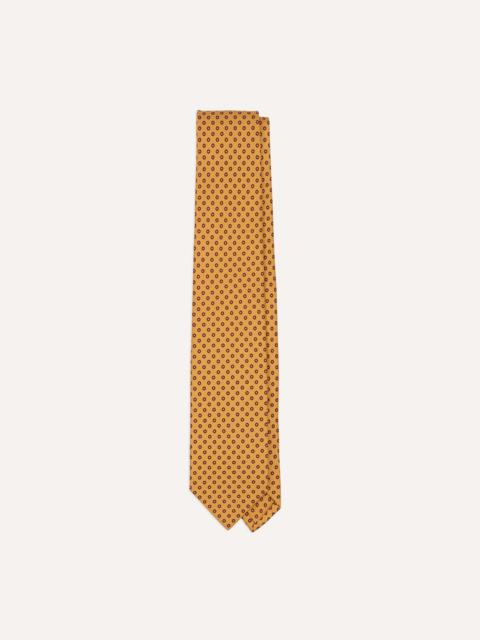Drake's Gold Flowers Print Silk Self Tipped Tie