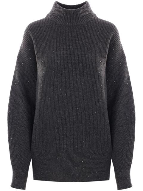 sequin-embellished high-neck jumper