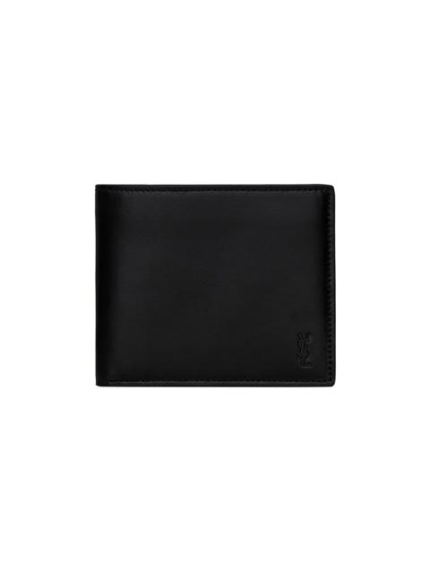 SAINT LAURENT Men's Tiny Cassandre East-West Wallet in Matte Leather - Black