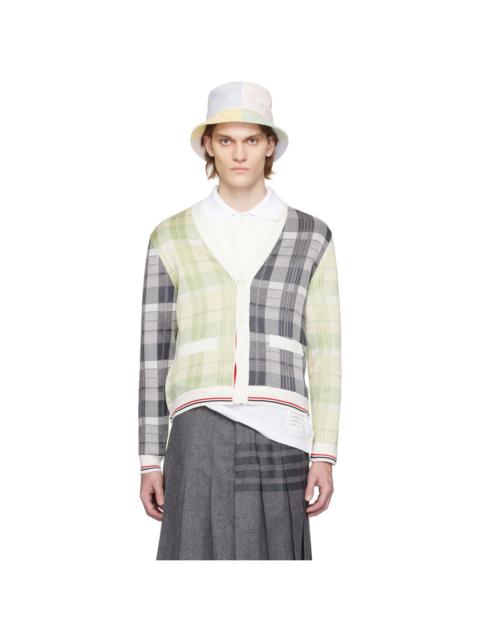 Thom Browne FUN-MIX FINE MERINO 4-BAR V-NECK CARDIGAN