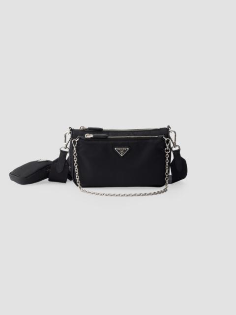 Prada Women's Re-Nylon and Saffiano Leather Mini Shoulder Bag - Black