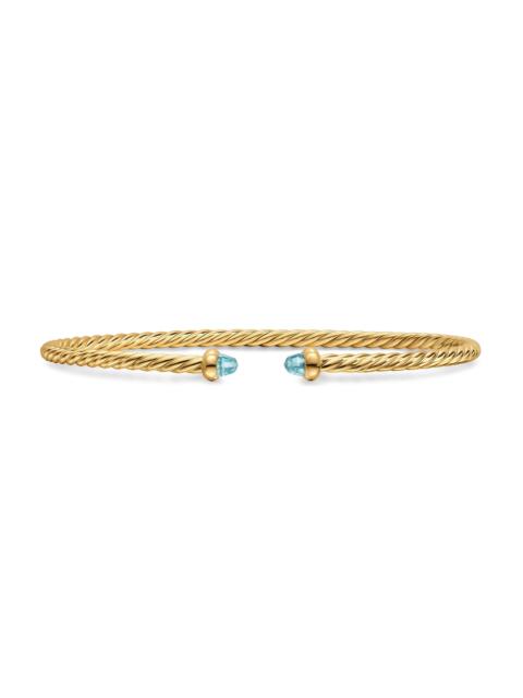 DAVID YURMAN Women's Micro Cablespira Flex Bracelet in 18K Yellow Gold - Aquamarine