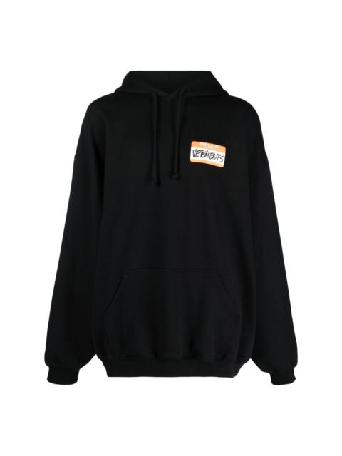 logo-patch drawstring hoodie