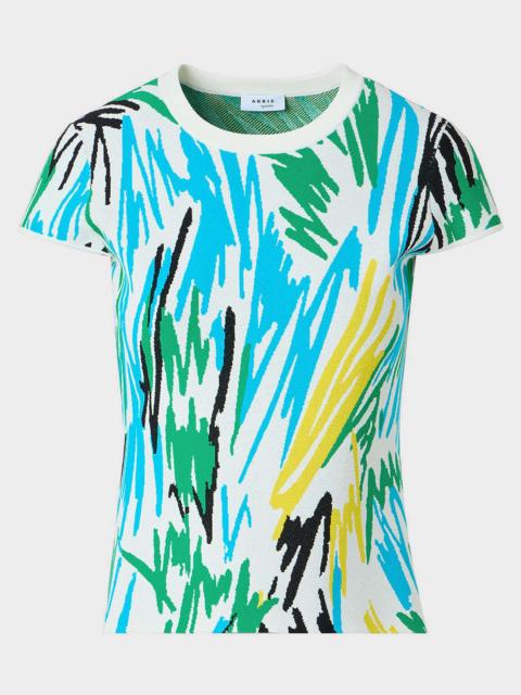 AKRIS Scribble-Print Short-Sleeve Knit Top