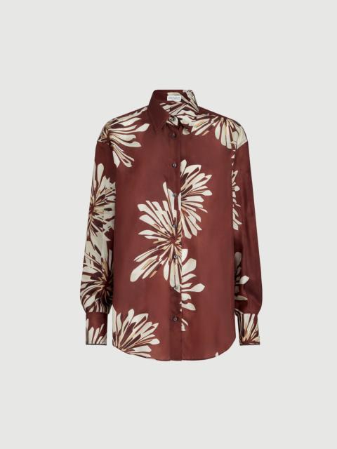 Brunello Cucinelli Silk bloom print pongee shirt with monili