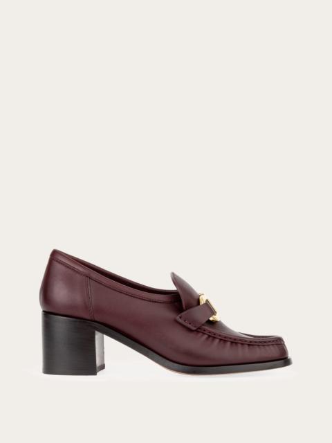 FERRAGAMO Block heel loafer with Gancini ornament