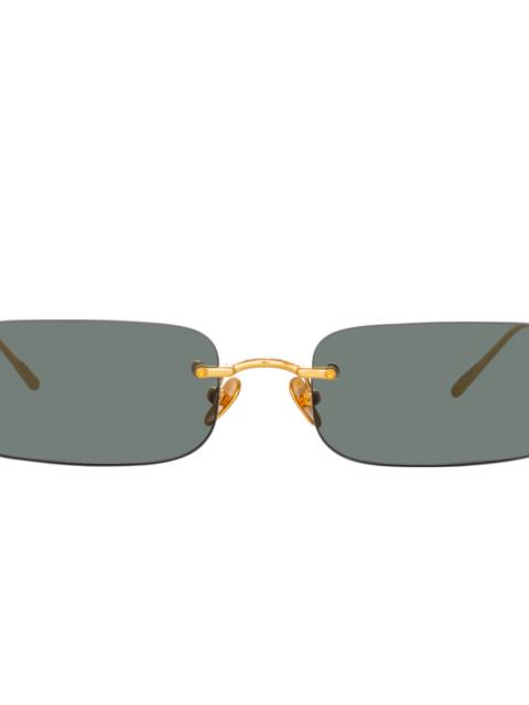 TAYLOR RECTANGULAR SUNGLASSES IN YELLOW GOLD AND GREEN