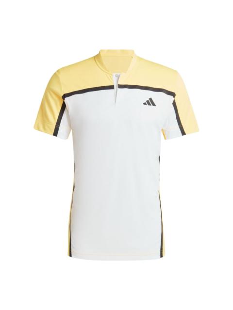 adidas adidas Tennis HEAT.RDY Pro FreeLift Henley Polo Shirt Asia Sizing 'White Yellow' IS8969