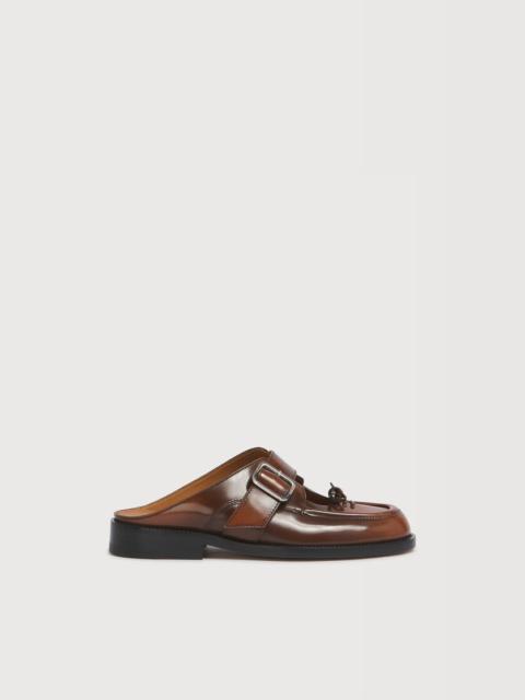 Marni BROWN LEATHER BAMBI BUCKLE SABOT