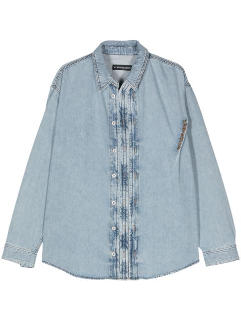 Y/Project embroidered-logo denim shirt