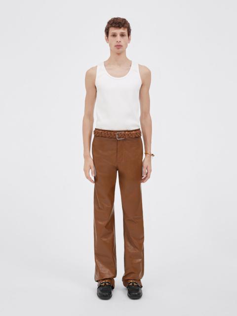 Bottega Veneta shiny leather straight trousers