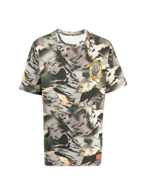 Heron Preston Camo Flaming T-Shirts Green | REVERSIBLE