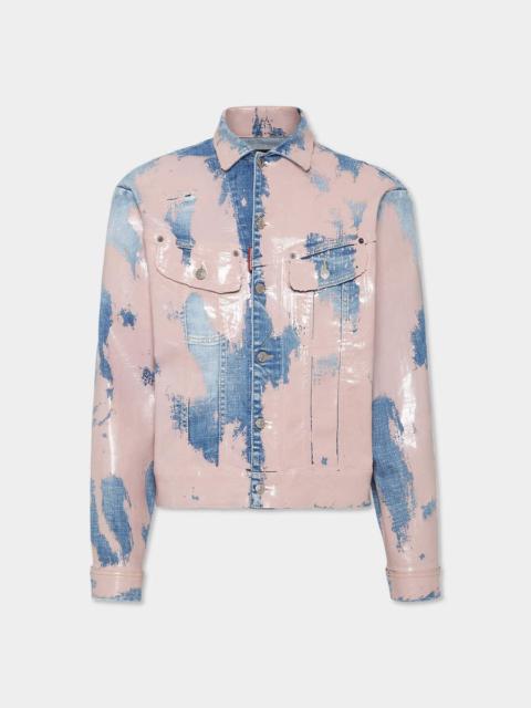 DSQUARED2 PINK LATEX WASH LEE JEAN JACKET