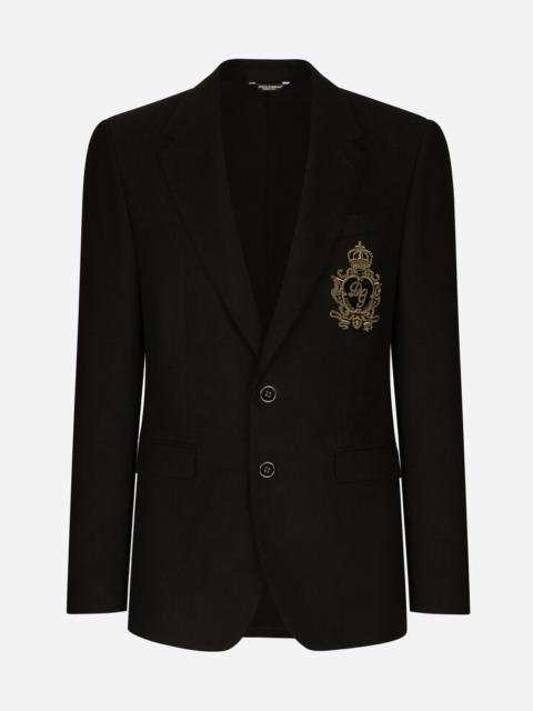 Dolce & Gabbana Single-breasted wool and cashmere jacket with DG patch