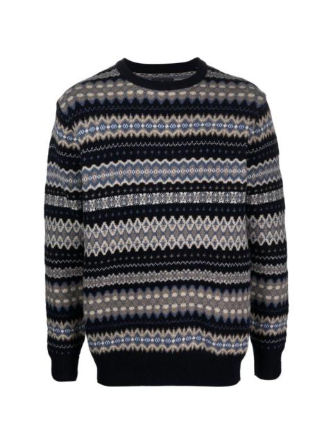 Barbour patterned intarsia-knit jumper