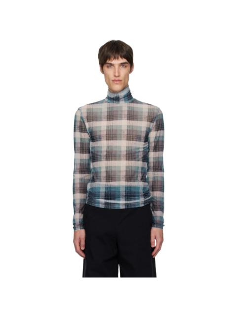 Dries Van Noten Blue Mesh Turtleneck