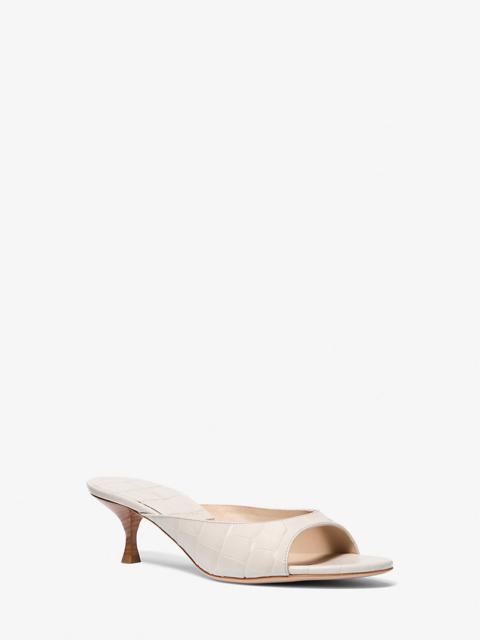 MICHAEL KORS Arianna Crocodile Embossed Leather Mule