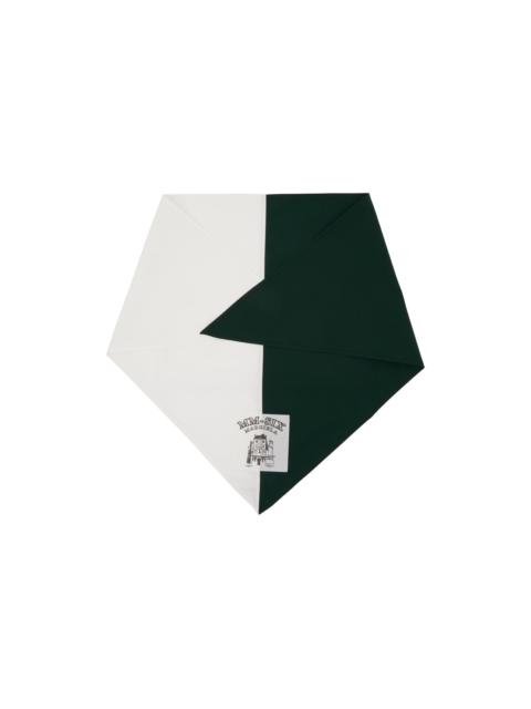 Off-White & Green Contrast Foulard Scarf