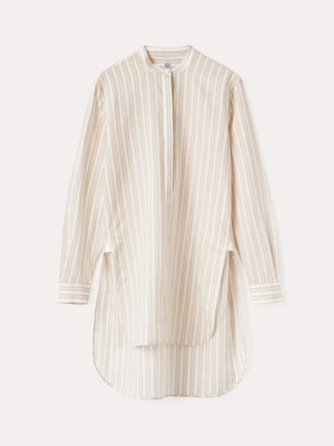 Long cotton silk shirt sand dune stripe