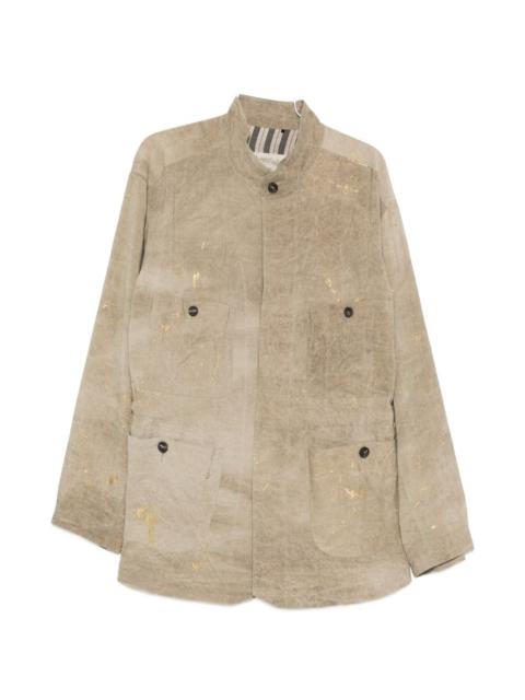 Ziggy Chen drawstring-waist paint-splatter shirt