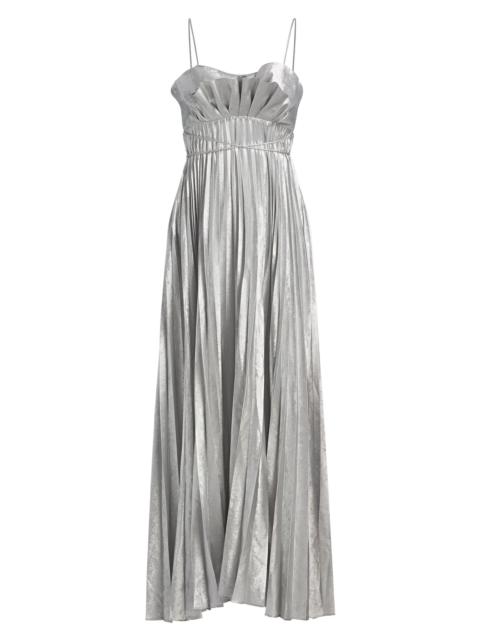 Acler Women's Kelsale Pleated Metallic Maxi Dress - Silver Metallic