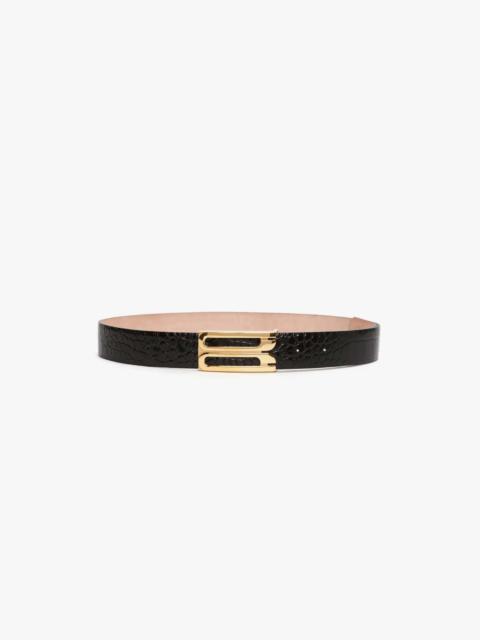 Victoria Beckham Jumbo Dorian Belt In Black Croc Embossed Calf Leather