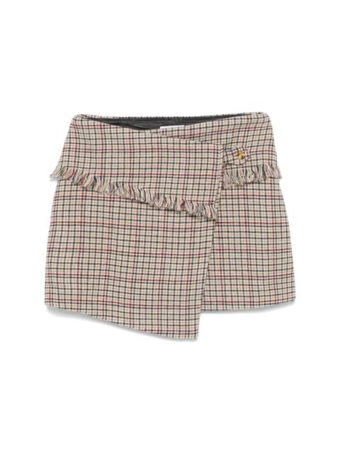 checked wrap mini skirt