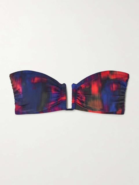 Meridien printed bandeau bikini top