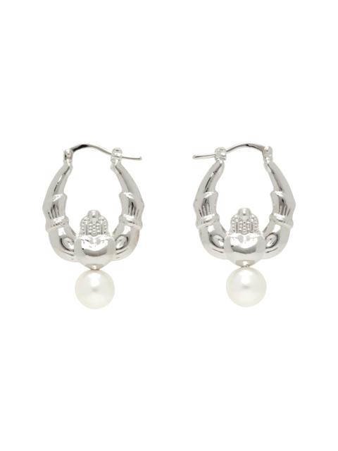 Simone Rocha Claddagh & Faux-Pearl Hoop Earrings