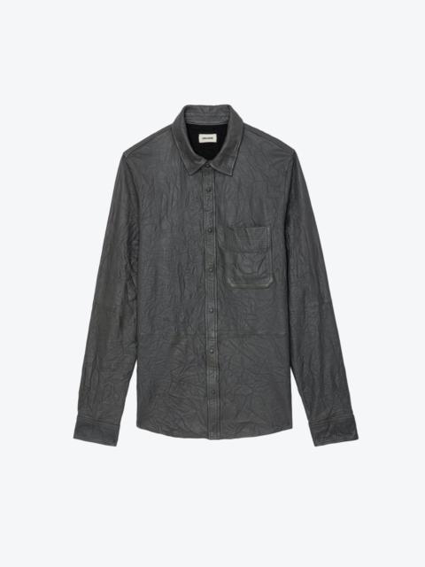 Serge Crinkled Leather Shirt