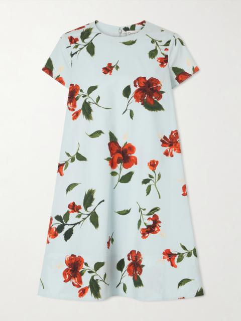 Oscar de la Renta Floral-print Cotton-blend Poplin Mini Dress