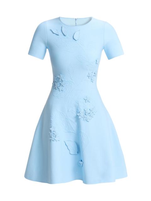 Oscar de la Renta Women's Porcelain Flower Embroidered Minidress - Cerulean