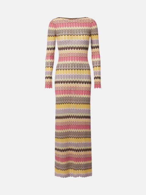 FAITHFULL Pedro chevron lamé maxi dress