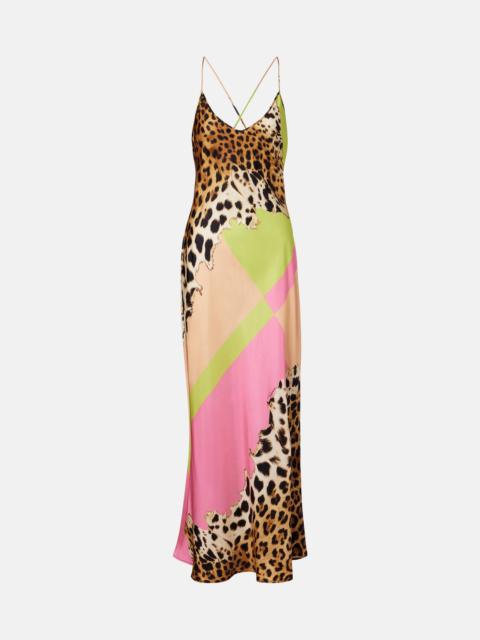 Roberto Cavalli Printed silk slip dress