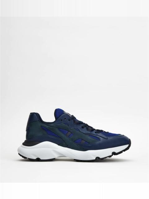 Tod's LEATHER AND TECHNICAL FABRIC SNEAKERS - BLUE