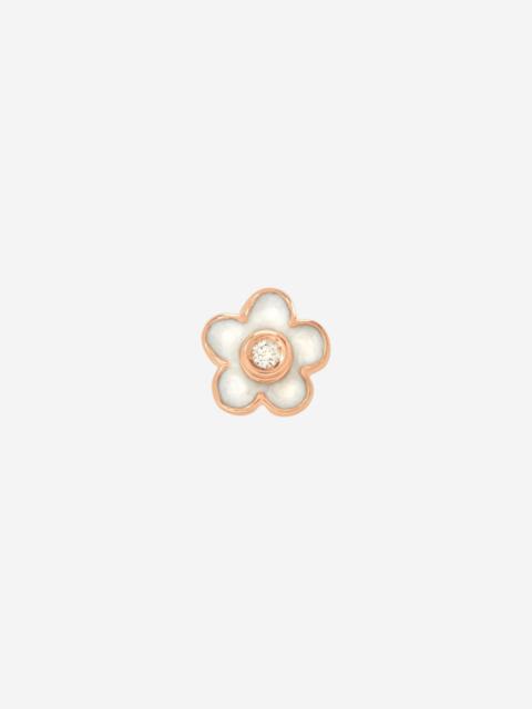 DoDo Rose Gold Enamel & Diamond Flower Earring