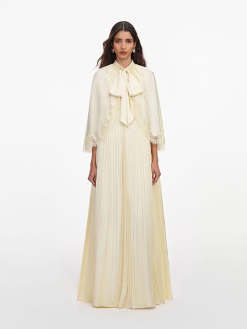 self-portrait Yellow Tie Neck Cape Maxi Dress