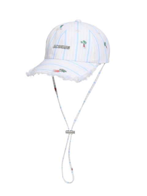 JACQUEMUS Men's Artichoke Striped Drawcord Baseball Cap - Jacquard Classic Stripes