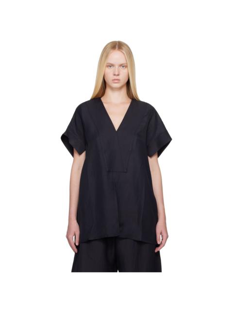 Studio Nicholson Navy Circe Linen Top