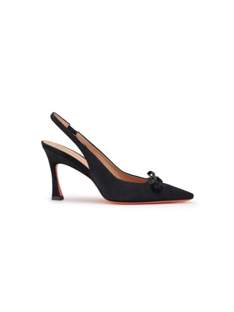 Santoni Women's black suede high-heel slingback