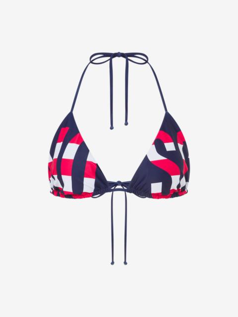 Moschino STRIPED LETTERING LOGO TRIANGLE BIKINI TOP