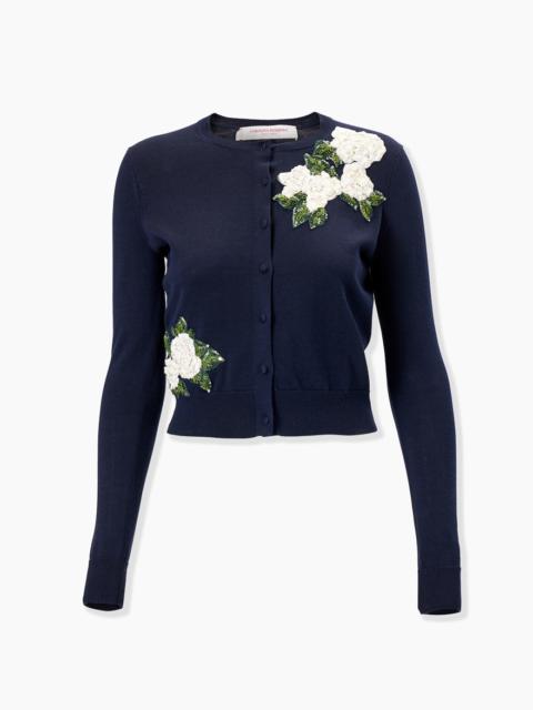 CAROLINA HERRERA Rose-Embroidered Cardigan