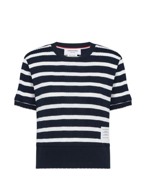 Thom Browne striped scallop-edge T-shirt