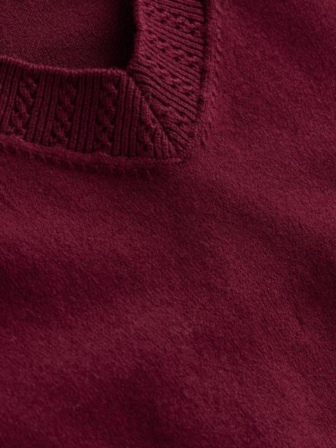 BODEN Emilia Cotton V Neck Sweater-Deep Wisteria