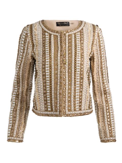 Alice + Olivia KIDMAN LINEN EMBELLISHED JACKET