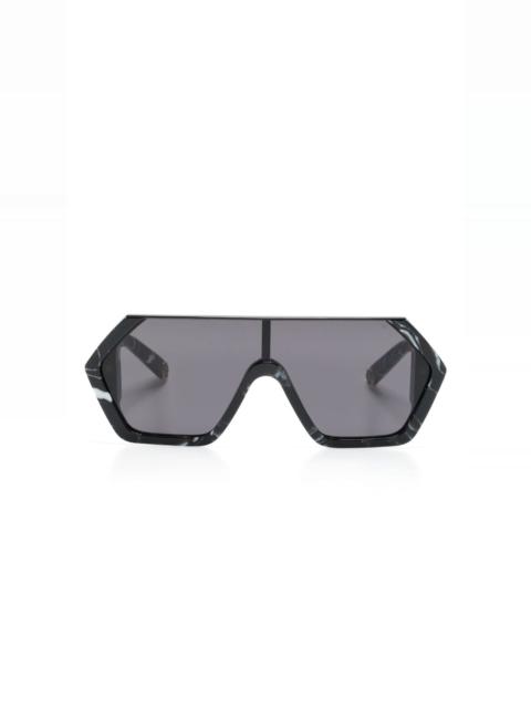 marbled-pattern oversize-frame sunglasses