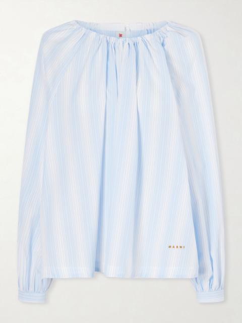 Marni Striped cotton-poplin shirt Light blue