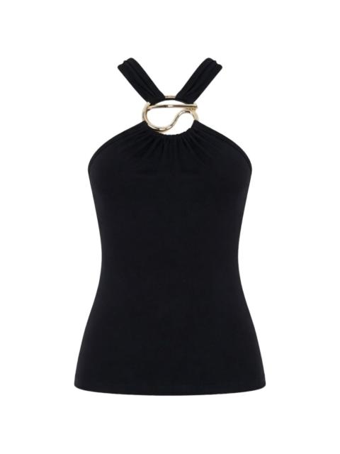 COPERNI halterneck metal-logo cotton blouse