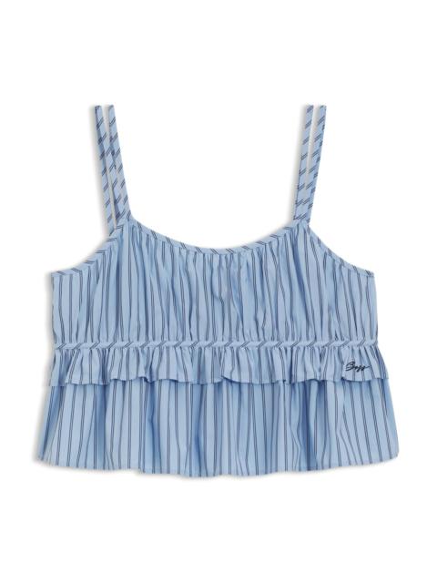 BOSS COTTON-POPLIN TOP WITH VERTICAL STRIPE