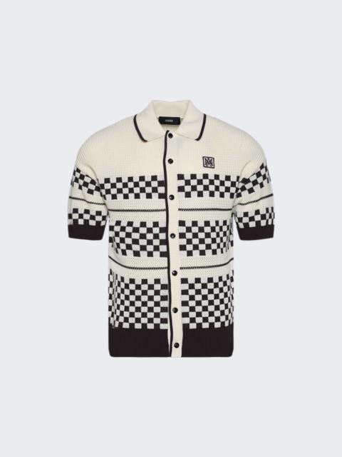 AMIRI Chekered Wool Mesh Shirt Alabaster